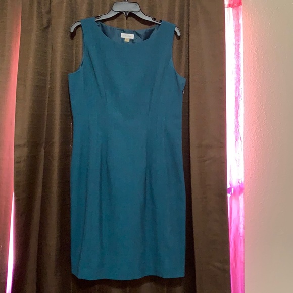 Blue/Green Sleeveless Calvin Klein Dress w/ belt - Picture 2 of 3